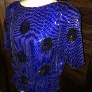 JLB Holiday Sequin Silk Top